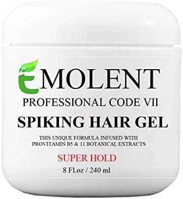 EMOLENT PROFESSIONAL CODE VII, SPIKING HAIR GEL, Super Hold, Defining and Spiking Gel for Curl Retention and Bounce, (Package may vary), 8 FL.OZ