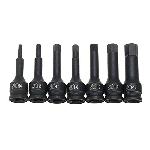 Drive Impact Socket Hex Bit Set,7pcs 3/8 Inch Metric Hex Driver Impact Socket Bit Set