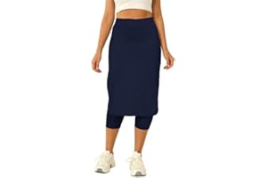 Aurgelmir Womens Tennis Skirt with Capris Leggings Golf Knee Length Skorts Athletic Long Skirts for Women with Pockets