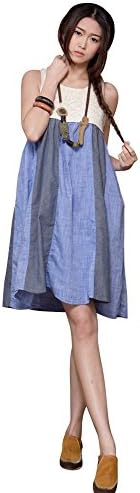 Artcar Flower Applique Tank Top Mixed Colors Matching Summer Dress light blue
