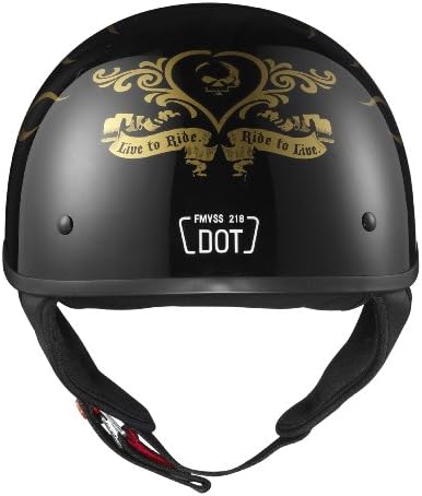 GLX Gold Flame Motorcycle Half Helmet (Medium)