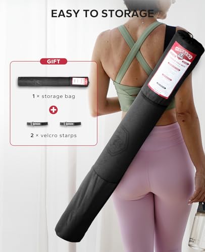 HAPBEAR Large Yoga Mat-183x91cmx6mm, Non-Slip, Durable, Thick Wide Exercise Mat for Home Workouts, Yoga, Pilates, Stretching, Includes Bonus Resistance Bands & Carry Bag