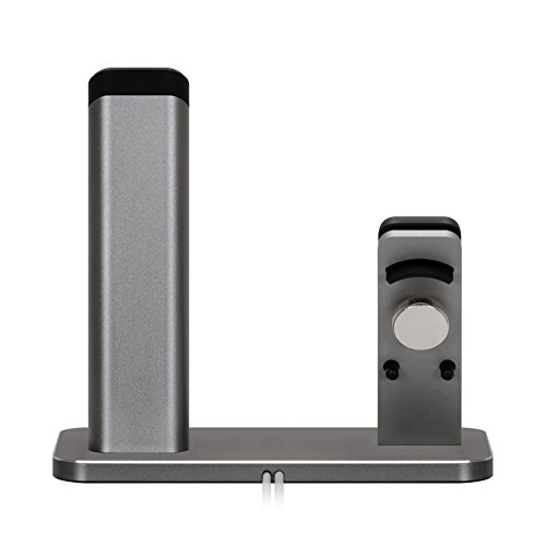 Apple-Watch-StandZIKU-2-in-1-Aluminum-Charging-stand-Dock-Station-Support-Apple-Watch-3-2-and-All-iPhone-88-plusiPhone-XSE76SPLUS-with-Various-CaseGray