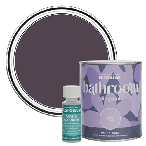 Rust-Oleum Peinture Violette Résistante à leau pour Carrelage de Salle de Bain, Finition Mate - Jus de raisin 750ml
