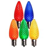 LED C9 Multi Replacement Christmas Light Bulbs, Commercial Grade Holiday Bulbs, 5 Diode (LED's) in Each Bulb, Fits in E17 Sockets, Pack of 25 Bulbs