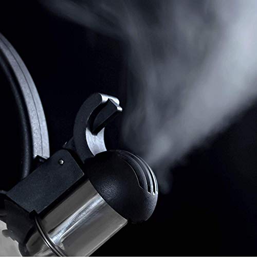 Whistling Stovetop Tea Kettle- Stainless Steel Tea Kettle- Tea Pot Serves up to 10.5 Cups- with Cool Grip Ergonomic Handle- Rust Resistant 2.5 Liter Stovetop Kettle- by Millennium (Stainless Steel)