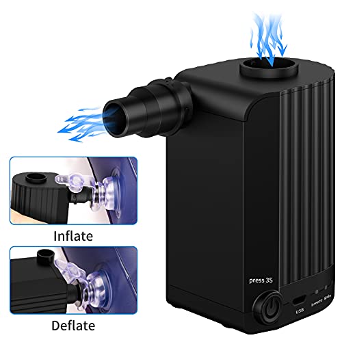 Pompa ad aria Elettrica, Morpilot Pompa ad aria Wireless con Ricarica USB, 3 Ugelli d\'aria, Gonfiaggio/Sgonfiaggio Zattere Gonfiabili per Anelli da Nuoto, Divani Gonfiabili, Palline da Yoga, Nero