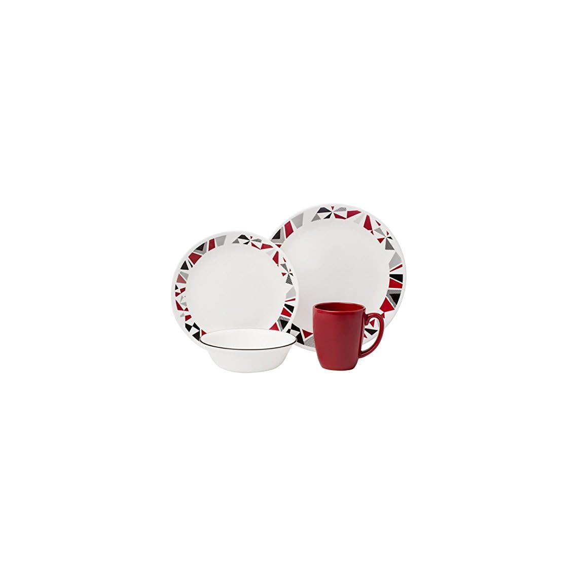 Corelle Livingware 16Piece Dinnerware Set, Mosaic Red, Service for 4