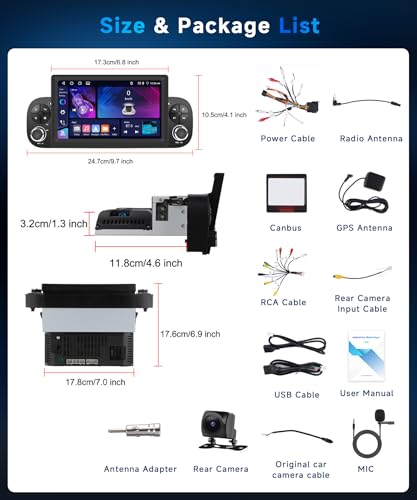 VECHTEL 4G+64G Android 15 Car Radio for Fiat Panda 2013 – 2020, 7 Inch HD Screen Car Radio co Carplay Android Wireless Car GPS Wi-Fi USB Bluetooth FM RDS Rear View Camera