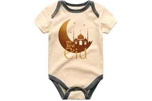 KiddiePro My First Eid Baby Bodysuit First Ramadan Baby Boy Girl Eid Outfits Custom Baby Clothes Eid Mubarak Baby Romper Moon