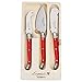Laguiole By FlyingColors Butter Knife Spreader Cheese Knife Set, with Wooden Gift Holder, 3 Pieces (Red)