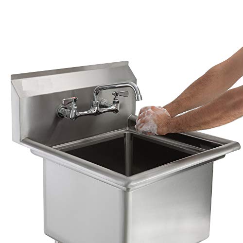 Commercial Kitchen Prep and Utility Stainless Steel One 1 Compartment Bay Sink with 10" Faucet (24" Width x 24" Length)