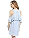 SheIn Women's Striped Ruffle Cold Shoulder Cutout Keyhole Dress Large Blue