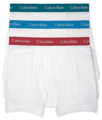 Calvin Klein Men's Underwear Cotton Classics Boxer Briefs (Pack Of 3), Black/Dresden Blue/Sea Green/Amaranth, Small