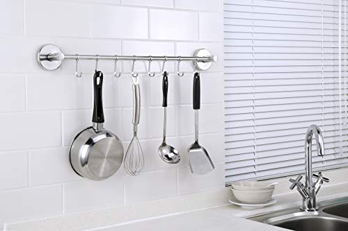 LUXEAR Suction Cup Towel Bar 24IN Powerful Removable Suction Cup Towel Shower Hook Vacuum Removeable Shower Mat Rod Shower Door Adhesive Towel Bar Suction Towel Rack Bathroom Towel Holder Stainless - Thumbnail 7