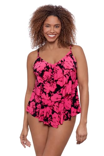 Aqua Green Women's Triple Ruffle Tier Swim Tankini Top with Adjustable Straps,…