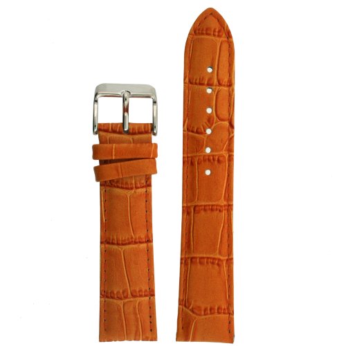Watch Band Orange Genuine Leather Crocodile Grain 18 millimeter Tech Swiss