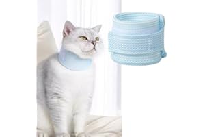 MANON ROSA Cat Neck Brace Cover - Breathable & Adjustable Elizabethan Collar for Post-Surgery Recovery Anti-Scratch Anti-Lick Protection, Cervical Cone for Small Medium Large Dogs Puppies Kittens (Medium,Blue)