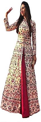 PK Enterprise Womens Multi- coloured Semistitched Gown
