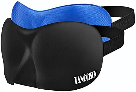 TANGCISON Eye Mask Sleep Mask, 2 Pack 3D Eye Mask for Sleeping, Bamboo and Cotton Material Eyeshade, Sleep Eye Mask with Adjustable Strap for Women and Men (Black and Blue)