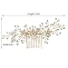 SWEETV Wedding Hair Comb Gold Rhinestone Flower Clip Bridal Hair Accessories for Bridesmaid Women