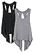icyzone Tie Back Yoga Tops for Women, Lightweight Workout Athletic Tanks, Breathable Gym Shirts (Pack of 2) (Black/Grey, L)