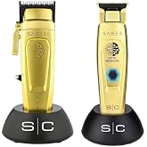 STYLECRAFT Saber Pro Grooming Bundle: Digital Brushless Saber II Clipper &amp; Saber Trimmer (Gold) Holiday Gift Bundle
