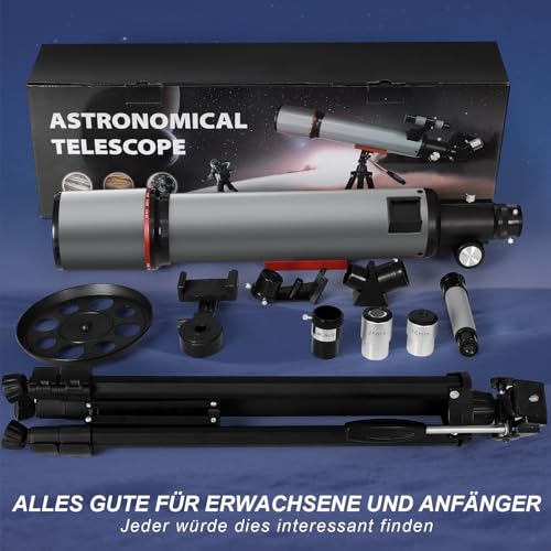 Aurosports Astronomical Telescope for Adults - 90mm Aperture 600mm Refractor Telescope Ideal for Beginners Portable Perfect for Travel and Stargazing