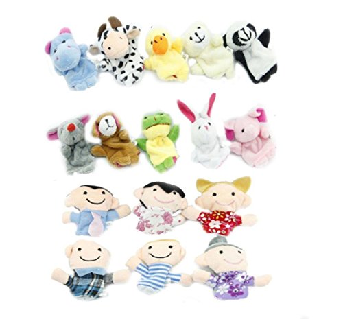 image for Cartoon Finger Educational Toy, Leyorie 16PC Finger Puppets Animals Pe