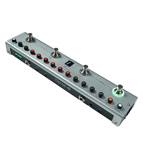 M-VAVE Pedal Multiefeitos para Baixo Profissional TANK-B com Bateria Recarregável, 36 Presets, Bluetooth, Simulador de Amplificador, IR Cab, Gravação em Celular - Efeito Portátil para Estúdio e Palco