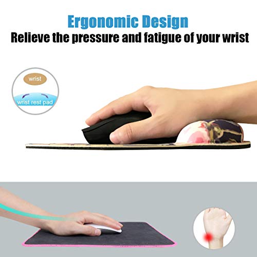 Ergonomic Mouse Pad with Wrist Support,Dooke Cute Wrist Pad with Non-Slip Rubber Base for Computer, Laptop, Home Office Gaming, Working, Easy Typing & Pain Relief Flower - Thumbnail 2