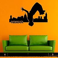 yrxxh Parkour Wall Decal Parkour Silhouette Vinyl Sticker Sport Wall Stickers Wall Vinyl Decor for Living Room 67X42Cm
