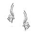 CZ Swirl Wire Ear Pin Climbers Crawlers Earrings For Women For Teen Round Cubic Zirconia .925 Sterling Silver