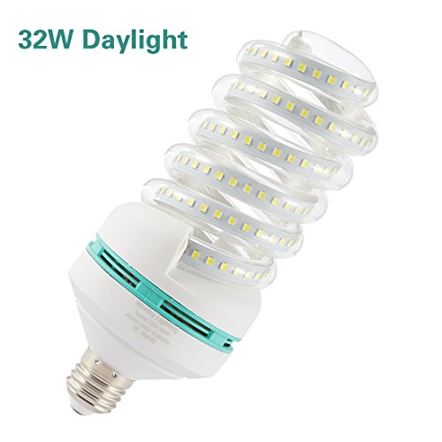 A19 Spiral LED Light Bulb, 250 Watt Equivalent LED Bulb, 32W Led Corn Light Bulb, Daylight 6000K, 3350LM E26 / E27 Base, Not-Dimmable,for Photo Light,Warehouse,Garage Lighting, Barn, Patio, etc.