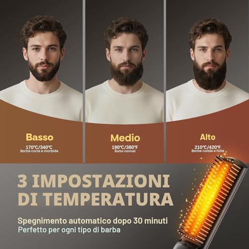 VIKICON Men's Beard Straightener, Mini Styler Straightening Brush for Hair Professional Beard, Electric Comb Heated Quick Ionic/Anti-Scald for Styling Long and Short Beard