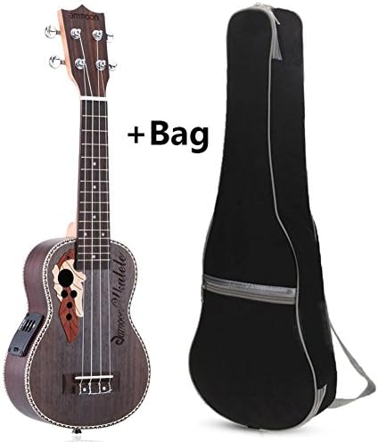 Greatown 21 Inch Soprano Ukulele Acoustic Rosewood 4 Strings Mini Guitar Ukulele Guitarra with Built-in Electric EQ Pickup and A Carrying Bag