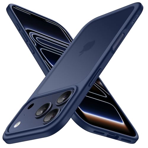 JETech Matte Case for iPhone 17 Pro 6.3 Inch, Military Grade Drop Protection Anti-Shock, Minimalist Frosted Translucent Backing, Anti-Fingerprint (Dark Blue)