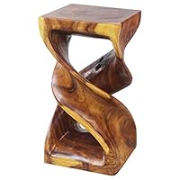 Haussmann Eco End Table Stool Double Twist 12 in SQ x 23 in High Oak Oil