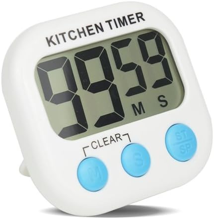 Digital Kitchen Timer, HJJS Upgraded Timer with Volume Adjustable, Stand Large LCD Display, Back Stronger Magnetic (White)