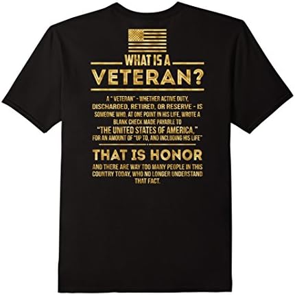 Mens What is a Veteran T-Shirt Back Print Large Black