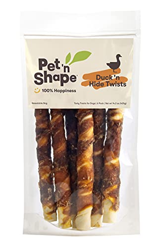 Pet 'n Shape Duck 'n Hide Twist - Duck Wrapped Rawhide Natural Dog Treats, Larg…