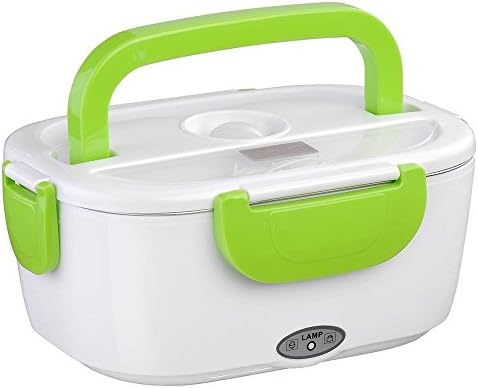 110V 40W 1.5L Non-Fragile Electric Heating Lunch Storage Box Bento Portable Food Container Heater 9 3/10" x 6 3/5" x 4 1/5" Green