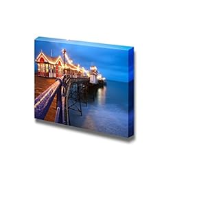 Canvas Prints Wall Art - Eastbourne Pier at Dusk/Night, East Sussex, UK | Modern Wall Decor/Home Art Stretched Gallery Canvas Wraps Giclee Print & Ready to Hang - 12" x 18"