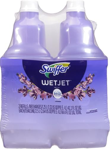 SWIFFER WETJET MULTI-PURPOSE FLOOR CLEANER SOLUTION WITH FEBREZE REFILL, LAVENDER VANILLA AND COMFORT SCENT, 42.2 OUNCE (PACK OF 2)