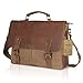 Lifewit Men's Briefcase Vintage Leather Laptop Bag Canvas Messenger School Satchel Work Bags Fit up to 15.6-Inch, Coffee