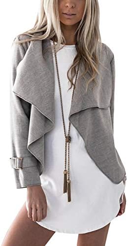 Women's Long Sleeve Lapel Collar Open Front Blazer Drape Jacket Cardigan Coat