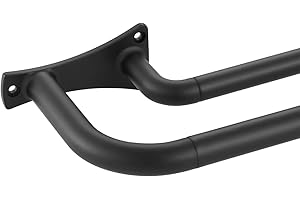 YUN NEPHELE Matte Black Double Curtain Rods, 72 to 144 Inch, Room Darkening, Wrap Around, 3/4-Inch Front and 5/8 Inch Back Telescoping Dual Rods