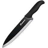 iHOMEER 8 Inch Ceramic Chef Knife Infinity Blade Ceramic Kitchen Knife Healthy Chef Cutlery Ergonomic Handle Chef's Knives with Sheath Black