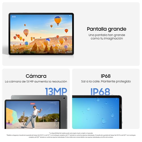 Galaxy Tab S10 FE+ 256GB, Tablet Android + S Pen, Galaxy AI, 8GB RAM, Pantalla de 13,1", Batería de Larga Duración, Gris, Garantía del Fabricante 3 Años + 1 Año Extra