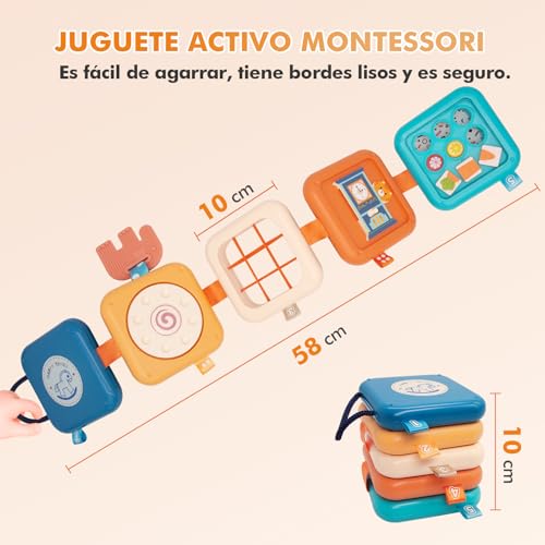 BESCOST Busy Board Montessori, Baby Activity Cube, Toy for Baby Over 18 Months, Fine Motor Educational Toys, Toys Gifts for Boys Girls Birthday Christmas